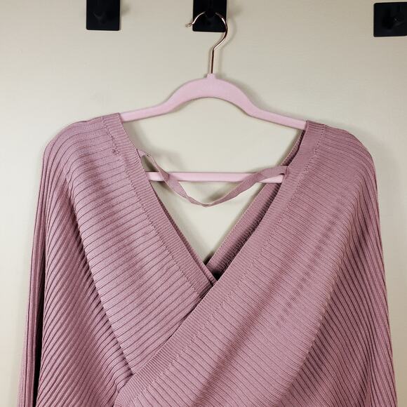Love Tree Monica, Tie Front Long Sleeve Wrap Sweater in Light ClaySize L - Picture 7 of 10